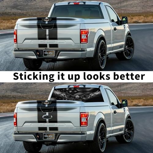 Image of Rear Window Decals for Trucks - 65x22 in Back Window Decals Fit Most Pickup Trucks SUV, Vinyl American Flag Back Window Decal for Car Personalized Decoration