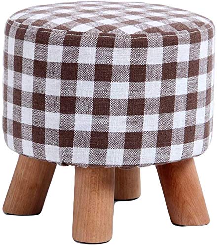 GBYAGECZ Reposapiés Redondo Reposapiés Otomano Puff, Taburetes Bajos Puffs Silla Funda de Lino Cojín para Sentarse Taburete para Pies 4 Patas de Madera Accesorios Reposapiés de Almacenamiento/C/29 *