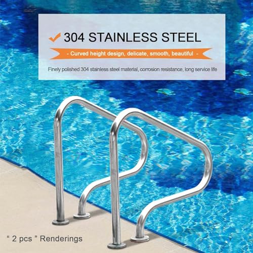 Barandal para piscina de acero inoxidable 80 cm plateado miniatura 5