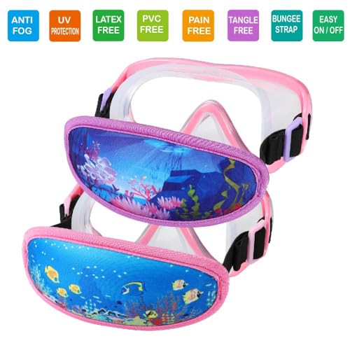 RUIGAO 2PK Goggles Kids 6-14, Diving Mask Neoprene Padded Strap?Water Goggles Do not Pull Hair