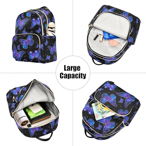 Image of ALAZA Butterfly Print Galaxy Starry Small Backpack Purse for Women Travel Bag Fashion Daypack Back Pack Shoulder Bag