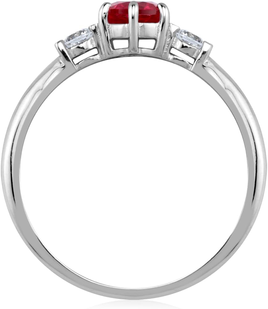 Silvershake 5MM Petite Round Shape Birthstone Gemstones White Gold Plated or Yellow Gold Plated 925 Sterling Silver Promise Ring Jewelry for Women or Teen - Image 4