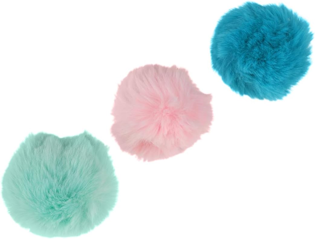 VINTORKY 30pcs Colorful Plush Fur Balls for DIY Hat Clothes Decoration Soft Imitation Rabbit Hair Pom Poms with Light Pink Dark Blue and Light Green for Sewing Crafts and Accessories