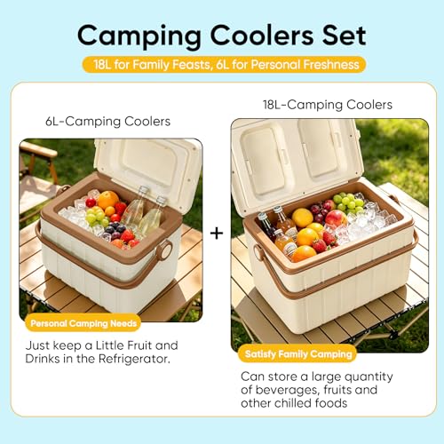 Image of 6Qt 13Qt 19Qt Northroad Camping Coolers,Stylish Macaron Color Durable Hard Cooler,Portable Insulated Ice Chest with 24 /48 Hour Ice Retention,Multi- Size for Camping,Picnic,Beach,Travel