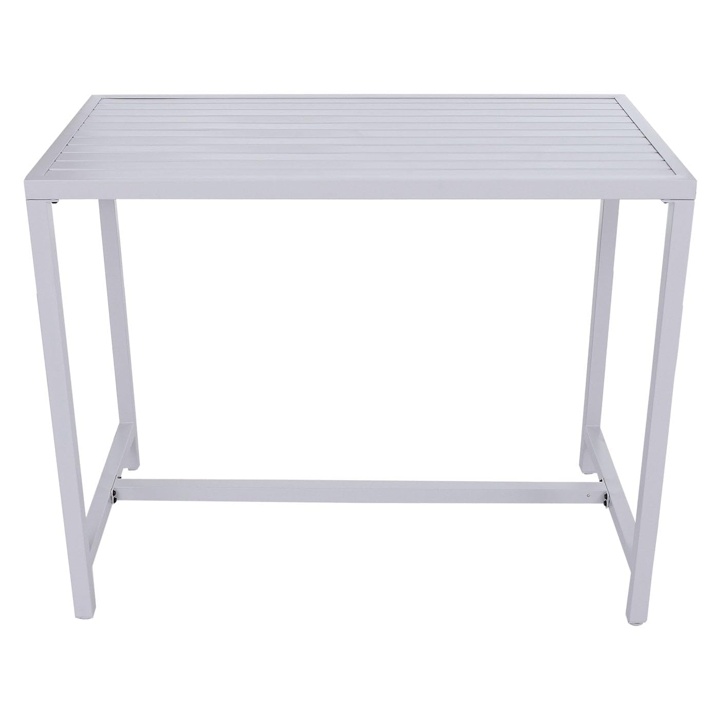 Mendler HWC-P91 - Mesa alta (metal, 105 x 130 x 65 cm), color gris claro