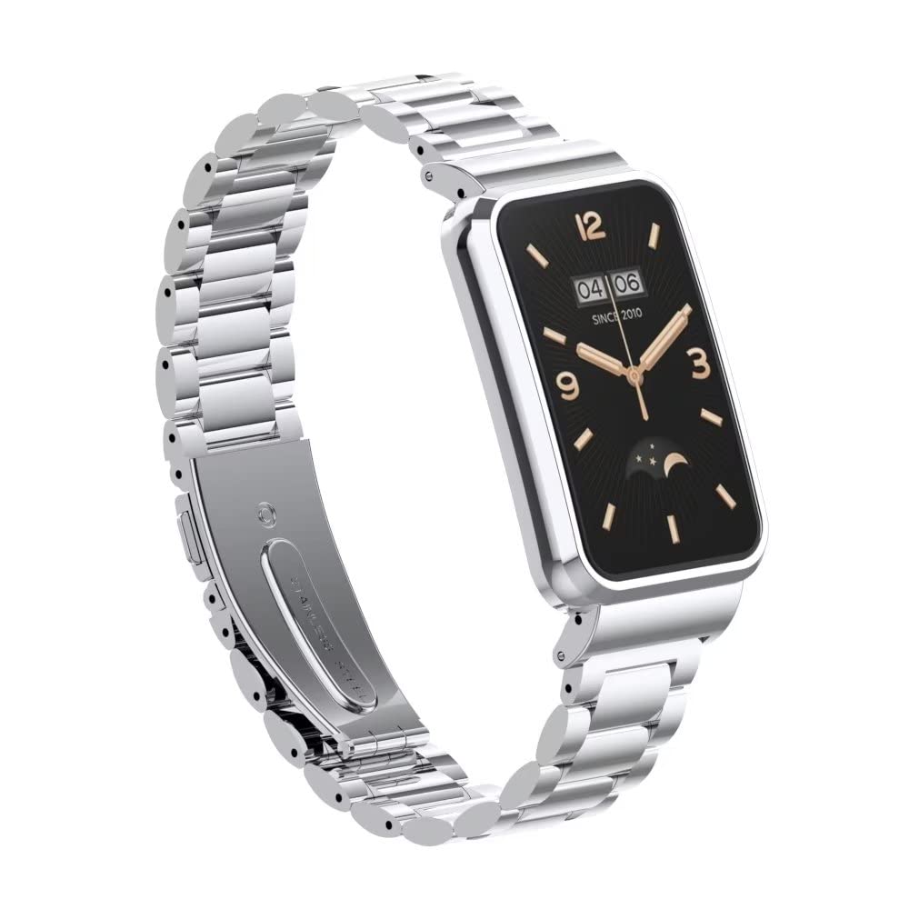 T-BLUER Compatible for Xiaomi Mi Band 7 Pro Strap,Mi Band 7 Pro Stainless Steel Metal Replacement Band Straps Watchband Accessories for Miband 7 Pro Smart Bracelet - Image 2