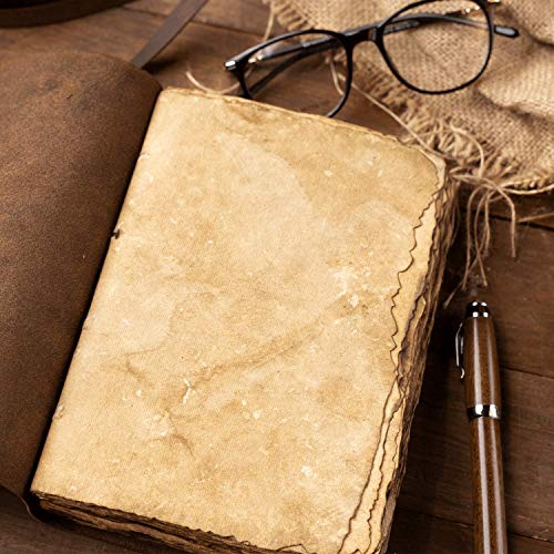 ALCRAFT Leather Journal Vintage Leather Bound Journal Handmade Antique Deckle Edge Paper Leather Sketchbook Book of Shadows Journal - Thick Journal - Vintage Journal for Men and Women (75)