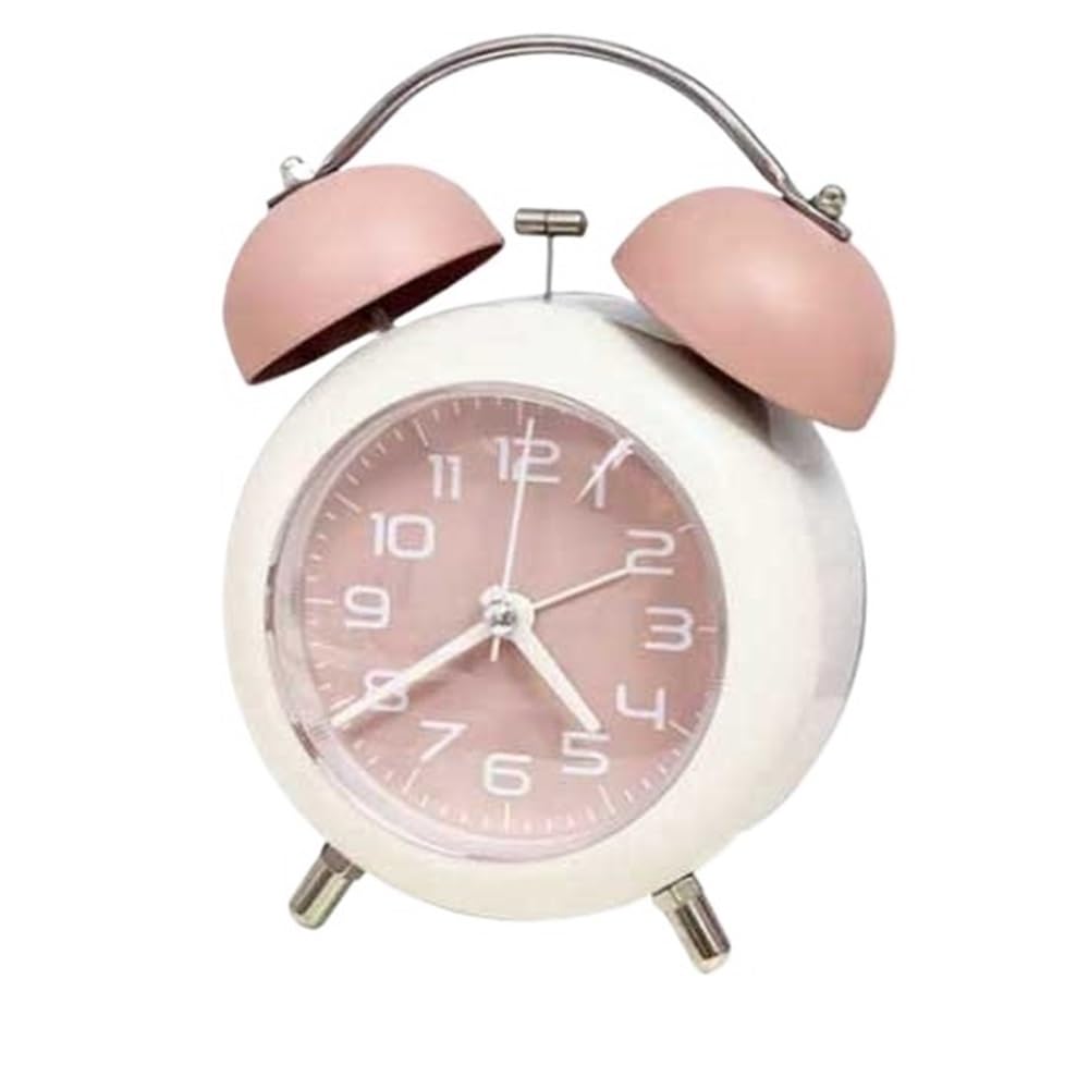 YHxFlux Table clocks Analog Alarm Clock Battery Operated Pink for Bedroom Living Room Study School Dormitory Multifunctional Tabletop for bedrooms
