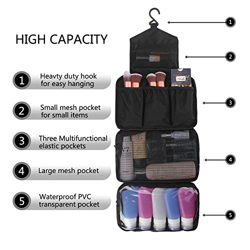 MONSTINA Toiletry Bag/Cosmetic Case Toiletry Travel Bags Hanging Cosmetic Pouch Cosmetic Organizers (Black)