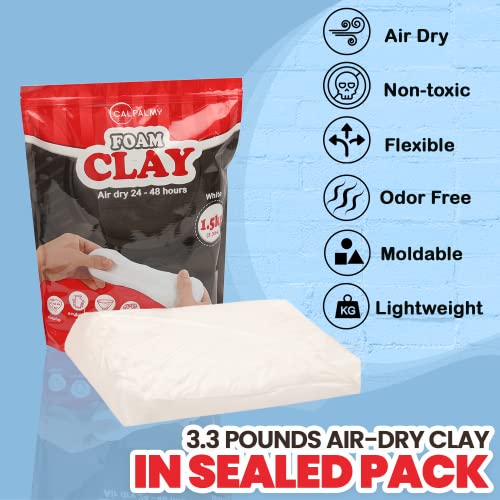 Image of 3.3 lbs Moldable Cosplay Foam Clay (White) - High Density and Hiqh Quality for Intricate Designs | Air Dries to Perfection for Cutting with a Knife or Rotary Tool, Sanding or Shaping (Pack of 2)
