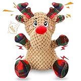 Newget Christmas Dog Toys, Dog Squeaky Toy with Crinkle Paper, Interactive Durable Plush Dog Chew Toys for Puppy, Small, Middle, Large Dogs Training and Reduce Boredom