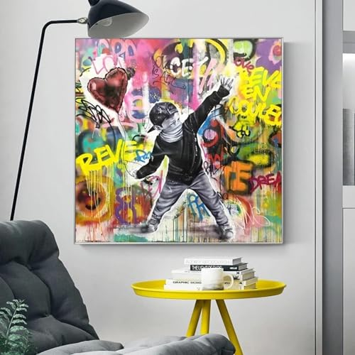 Toile abstraite graffiti haute definition avec cadre premium 30x30cm