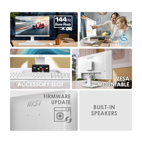 Image of msi PRO MP273QW E14 27-inch IPS 2560 x 1440 (QHD) Computer Monitor, 144Hz,Free-Sync, HDMI, DP Port, VESA Mountable, Tilt, Speaker, 1ms, White