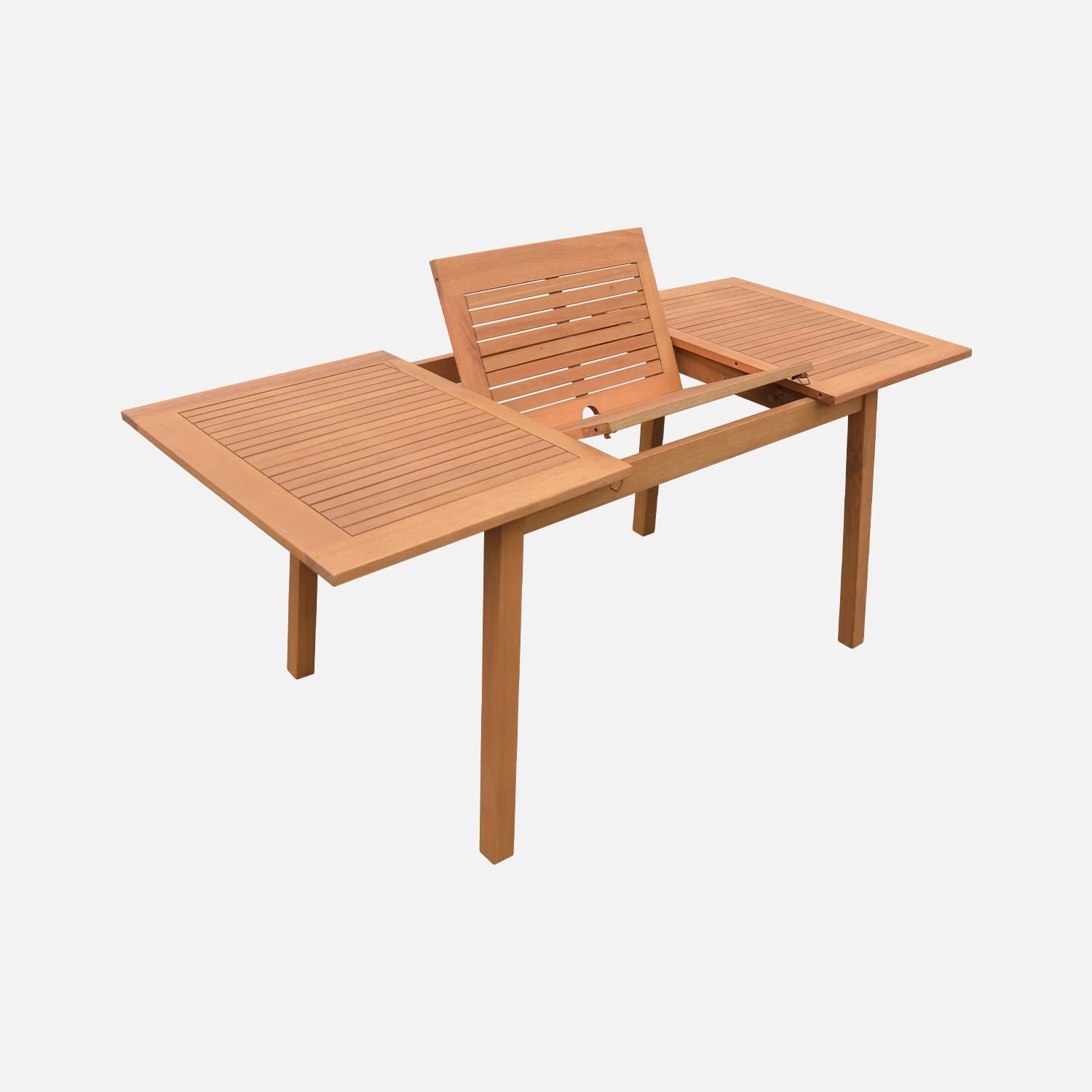 Alice's Garden Tavolo da Giardino Rettangolare allungabile in Legno, 6 a 10 posti Marrone Naturale - 180x80x75 cm