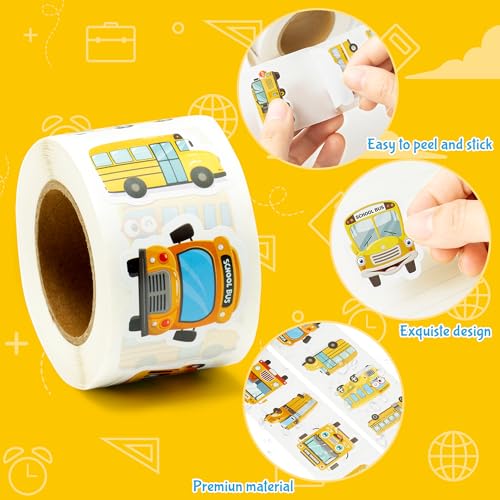 BeYumi-School-Bus-Roll-Stickers-1000Pcs-School-Bus-Stickers-in-2-Rolls-Back-to-School-Waterproof-Vinyl-Cartoon-Transportation-Decals-for-Laptop-Bottle-Notebook-Luggage-Computer-Classroom-Decor-Kids BeYumi School Bus Roll Stickers 1000Pcs School Bus Stickers in 2 Rolls Back to School Waterproof Vinyl Cartoon Transportation Decals for Laptop Bottle Notebook Luggage Computer Classroom Decor Kids