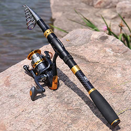 Sougayilang Fishing Rod Reel Combos Carbon Fiber Telescopic Pole With Spinning Reel Line Lures, Fishing Gear Accessories For Travel Saltwater Freshwater Fishing-2.1M/6.89Ft - 6