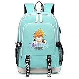 TPSTBAY Anime Daypack Women Pink Bookbag Oxford Travel Bagpack Cartoon Laptop Shoulder Bags with USB Port,green(16)