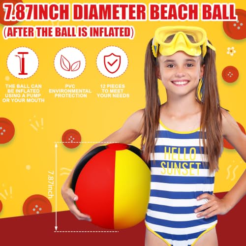 Leyndo 12 Pack Inflatable Beach Balls for Kid Birthday Party Favors,7.87" - image 2