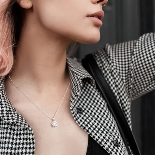 Jewelry for Wife Sunflower Moissanite Pendant Necklace for Women 1CT-3CT Wedding Anniversary Engagements Birthday Gifts for Her Daughter Girlfriend Mom on Christmas Valentines Mothers Day3