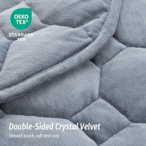 Image of Wemore Weighted Lap Blanket 7lbs, 24x29 Small Travel Blankets for Adults | Weighted Lap Pad for Relaxation, Stress Relief & Better Sleep; Soft Blankets Throw; Machine Washable; Glass Beads; Light Grey