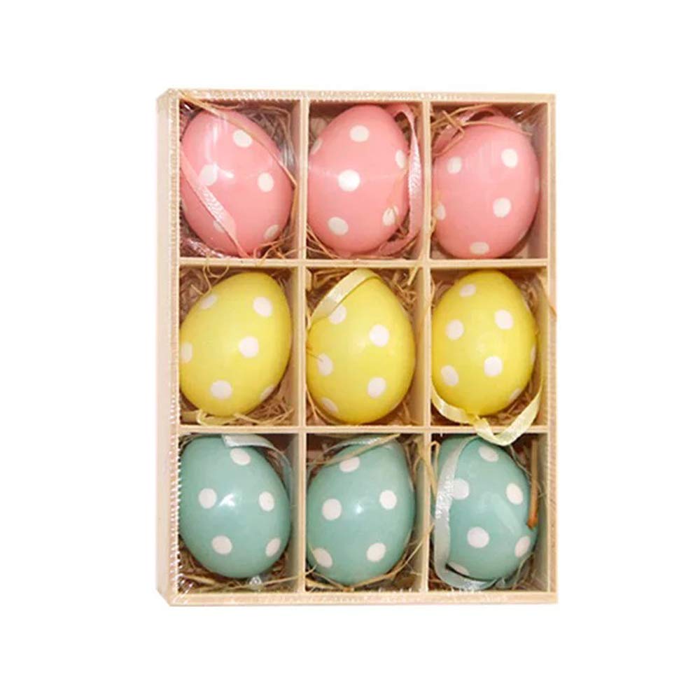 Colorful Mini Easter Eggs on Sticks Toy Simulation Egg with Stick DIY Hand Crafts Ornaments Gadget Home Wedding Decoration (9 pcs)