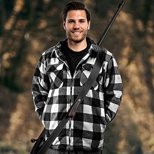 TrailCrest Men's Heavy Fleece Sherpa Lined Shirt Jacket, Warm Full Zip Outdoorsman Buffalo Plaid2