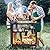 MEXMIODY Outdoor Grill Table, Multi-Function Pizza Oven Stand Table, Three-Shelf Food Prep and Work Cart Table, Heavy Duty Grill Cart Table for Party, Bar, Camping