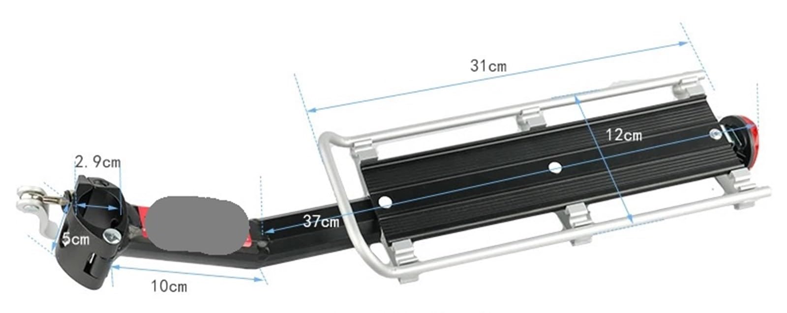 Tylny bagażnik rowerowy, Przedni uchwyt rowerowy Stop aluminium 9kg 12x37cm Czarny