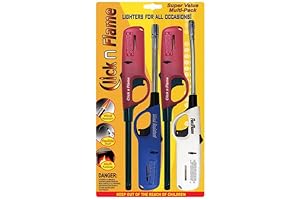 Click n Flame 4-Pack Utility Lighters for All Occasions: Wind Resistant, Flexible...