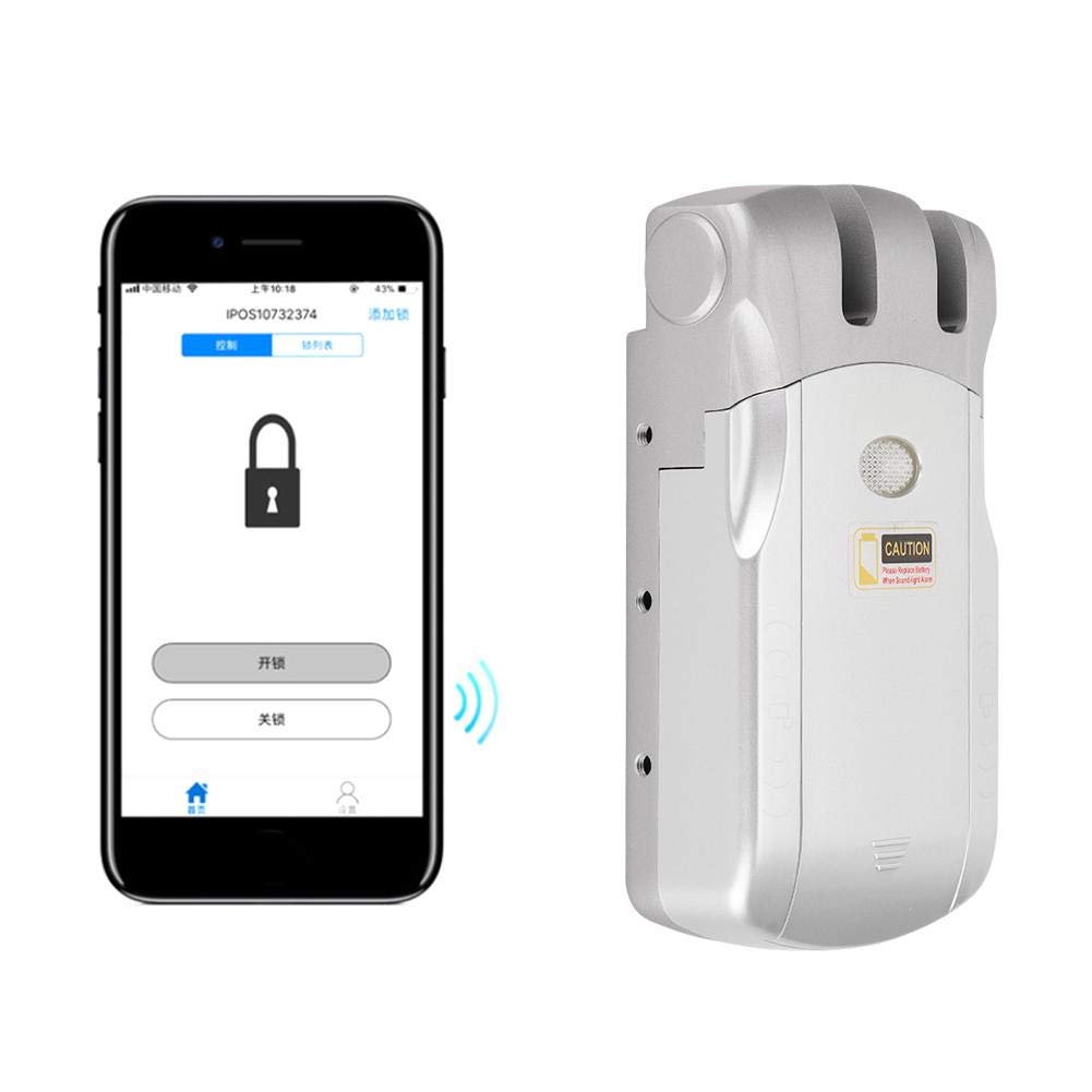 Serrure Porte Interieure, Serrure de Porte avec Télécommande sans Fil WiFi Intelligente Serrure Connectée Porte Entrée Serrure de Porte Électrique sans Clé Télécommande/Déverrouillage du Téléphone