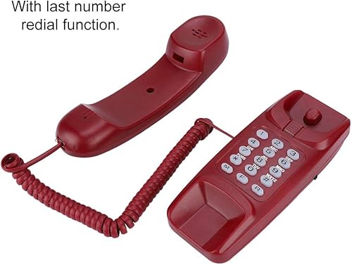 Miniatura 3 de Yoidesu Teléfono con cable de pared, montaje en pared y teléfono fijo con función de silencio y flash (rojo)