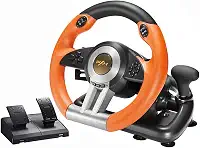 PXN Volante de corrida PC V3II 180 graus universal USB carro Sim Race com pedais para PS3, PS4, Xbox One, Xbox Series X/S, Switch (laranja)