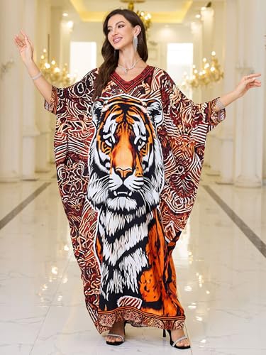 Chunoy Women V Neck Kaftan Dresses Kimono Sleeve Casual Beach Bathing Cover Up Dress3