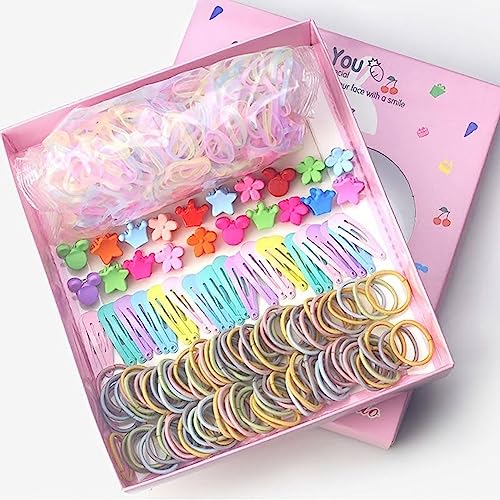 Image of Shining Diva Fashion 74-1220 Pcs Colorful Hair Bands, Hairpins, Ponytail Holders, Flower Clips, BB Clips, Bamboo Knots, Hair Extensions, Headbands for Girls Kids Baby Toddlers | A Box of Multipurpose Girls Hair Accessories Set | Birthday Gift for Girls