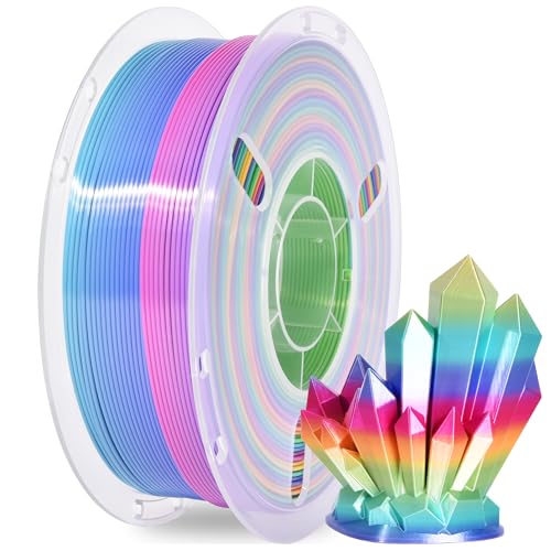 Image of RAMBERY Silk Rainbow 3D Printer Filament 1.75mm Multi-Color PLA Filament Fast Color Change Candy Color 3D Printing Filament, 1kg Spool