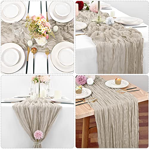 10 Pcs Rosy Brown Cheesecloth Table Runner 10Ft, Gauze Table Runner For Wedding Reception Sheer Bridal Shower Birthday Party Boho Table Decoration, Rustic Romantic Wedding Runner #TOP3