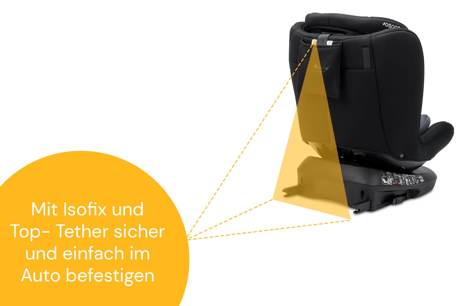 Osann Eno360 S 2 360 Grad drehbarer Kindersitz i-Size Reboarder mit Isofix 40-150 cm Nero