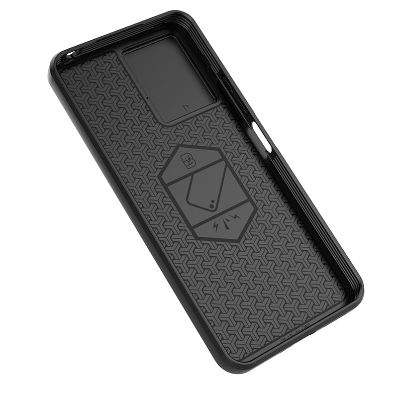 Image of Polycarbonate Camshield Pro Case With Slide Camera Protection And 360 Protection Ring Stand Bumper Back Case Cover For Poco C65 (Black)