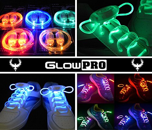 GlowPRO LED Shoelaces - Santa Claus Favorite Stocking Stuffer, This Glow in The Dark is Cool Fun for Kids, Party and Cosplay. Flashing Lights give Night Safety for Running Biking