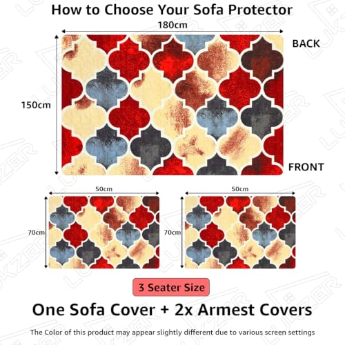 Image of Lukzer 3 Seater Sofa Cover Quilted Reversible WaveEdge Ultrasonic Cut Sofa Mat with Back and Hand Rest Covers - Dessert Jewel - Washable Sofa Protector for Modern Living Room 180 x 150 CM /SC-202-03WB