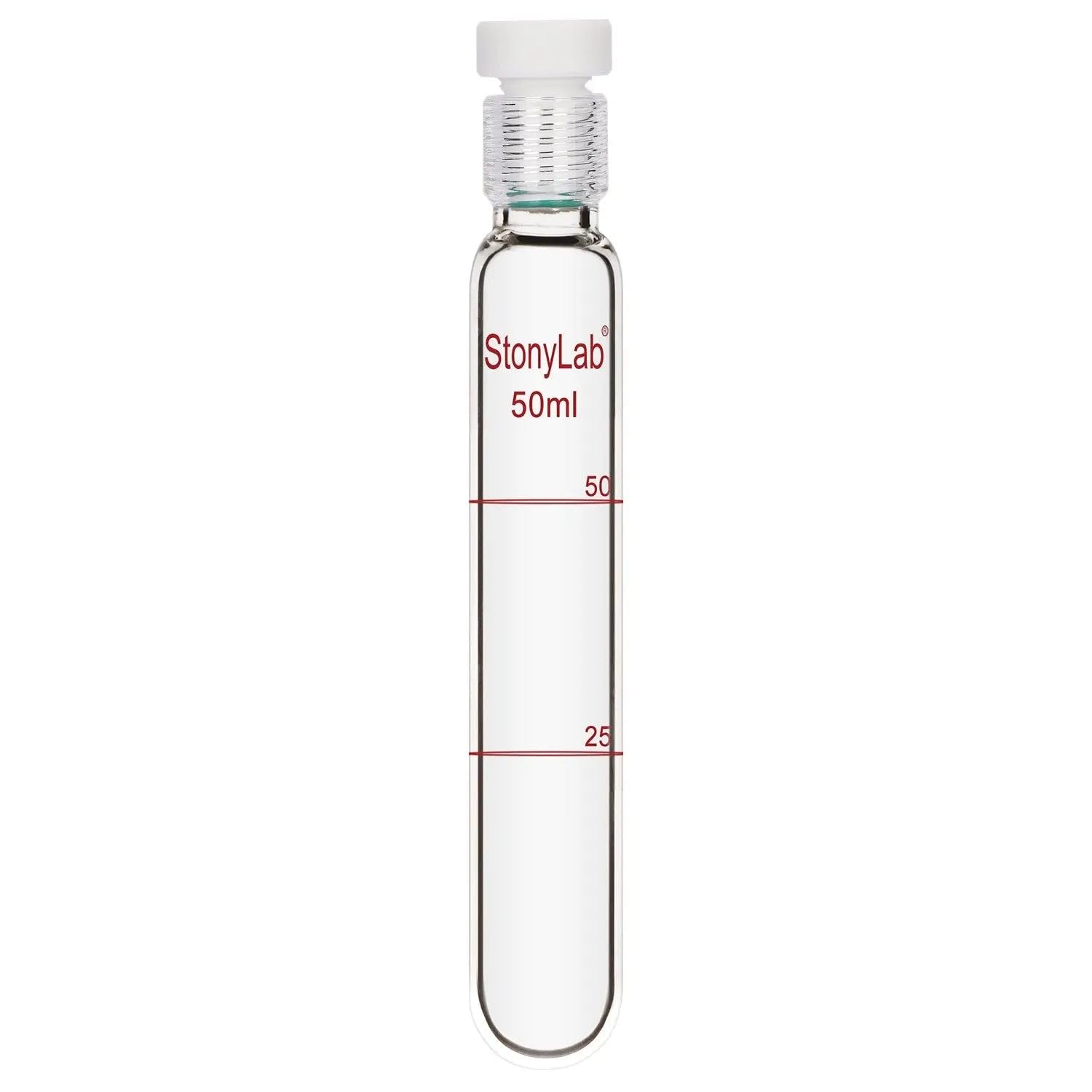 stonylab Glass Test Tube with PTFE Cap, Thicken Borosilicate Glass Reusable Flat Bottom Graduated Pressure Resistant Colorimetric Tubes Culture Tubes with PTFE Screw Cap