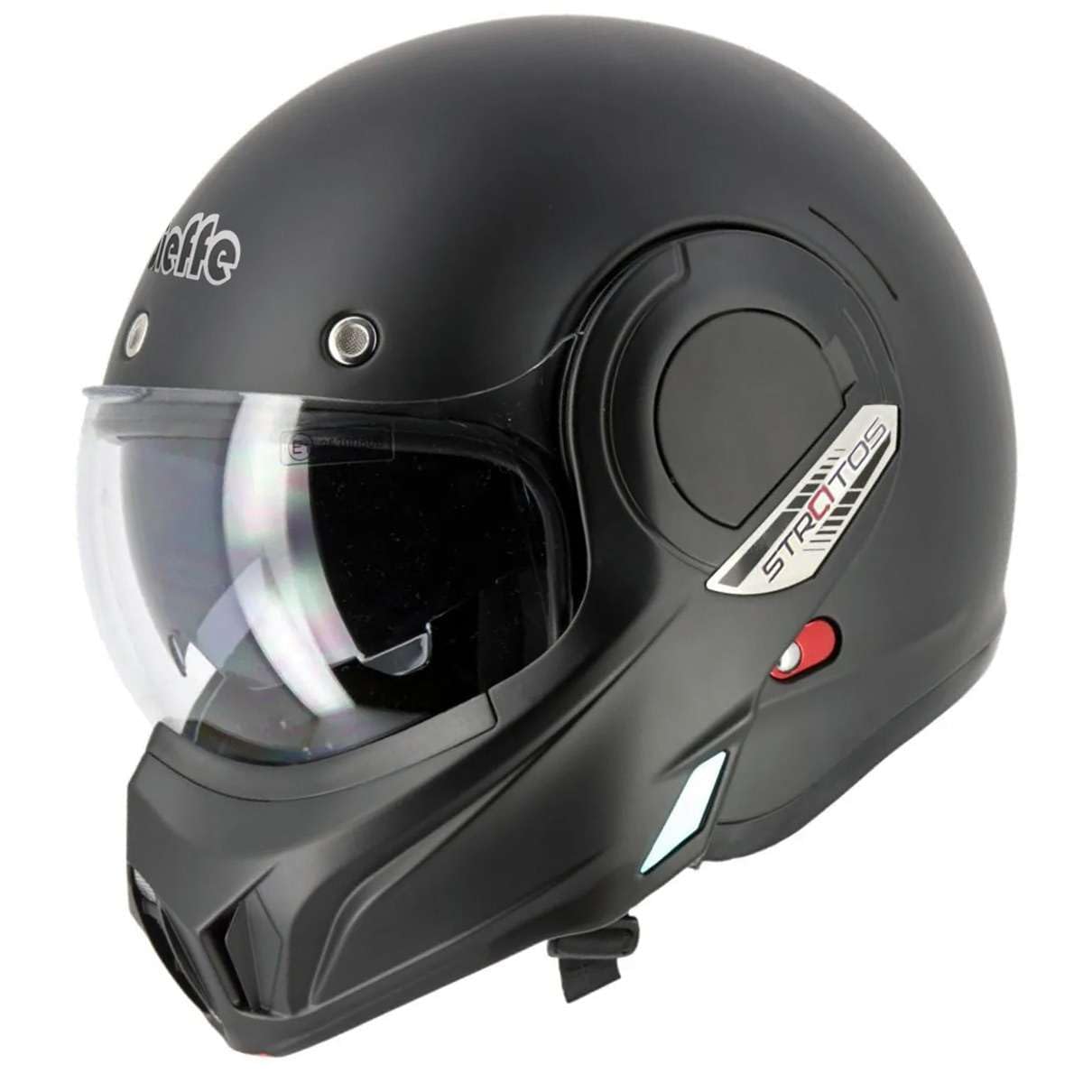 CASCO MODULARE MENTONIERA REVERSIBILE NERO OPACO OMOLOGATO P/J ECE.2206 INTEGRALE