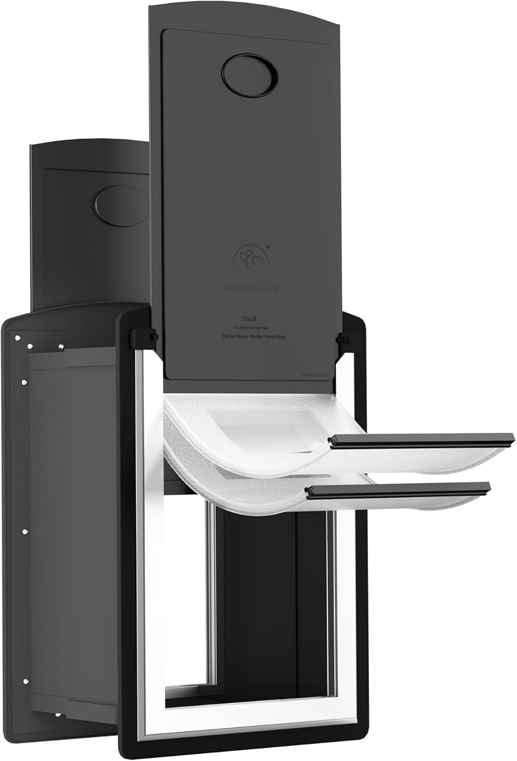 Photo 1 of ClawJaw Cat Door for Exterior Wall, Metal Frame and Telescopic Tunnel Pet Door, Double Magnetic Flaps Cat Door and Dog Door, Easy to Install, Black (Pets Up to 22 Lb)-Small