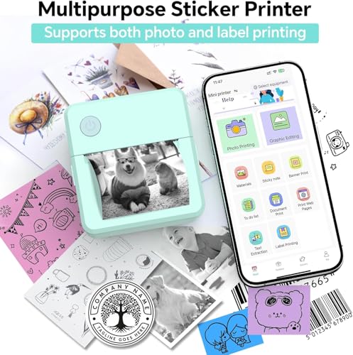 Image of Rotema Label Maker Machine with Tape - Bluetooth Thermal Label Printer, Label Maker Machine,Mini Sticker Maker for Home, Office, School & Small Business, Includes 2 Rolls of Label Paper