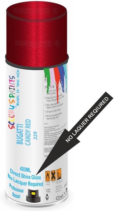 Aerosol Spray Paint Compatible with BUGATTI CANDY RED 229 Available in Direct Gloss, Cellulose or Basecoat (Direct Gloss Aerosol)