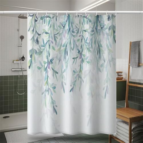 Rideau de douche 120x180 cm en polyester avec motifs de vignes vertes