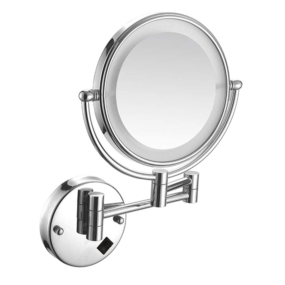 Miroir grossissant mural 3X éclairé rechargeable pour salle de bain