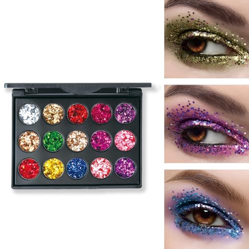 Nivofu 2 Stücke Glitzer Lidschatten Palette, 30 Farben Lidschattenpalette Bunt, Glitzer Make-up Palette Langlebig Wasserdicht, Eyeshadow Palette Schimmernde, Augenpalette, Schminkpalette