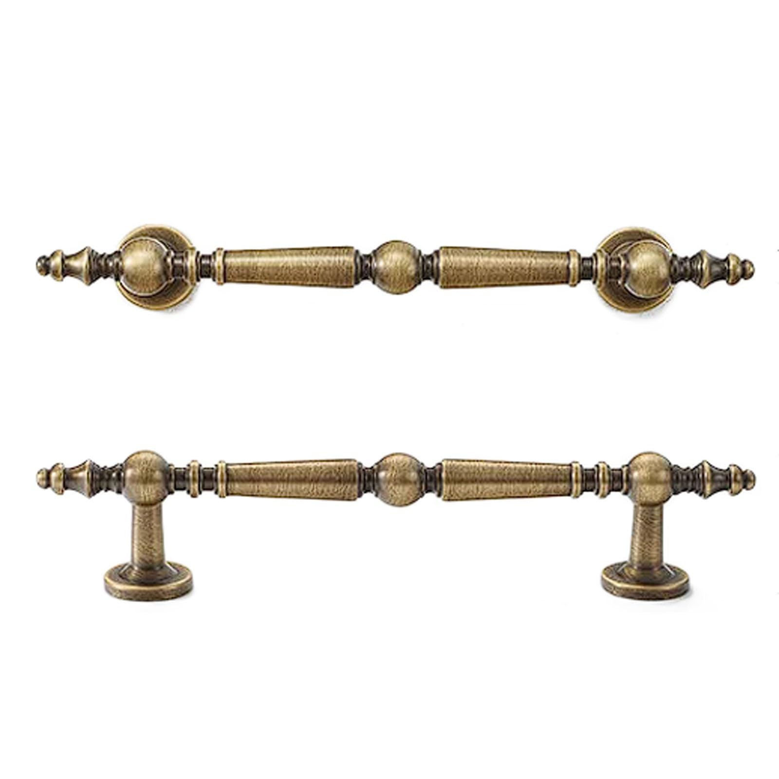 Chenhoju One Color Antique Bronze Brass Cabinet Pulls Round Base, Double Hole Fixing, Multiple Lengths For Wardrobes, Bookshelves Cabinet Pulls(182Mm)
