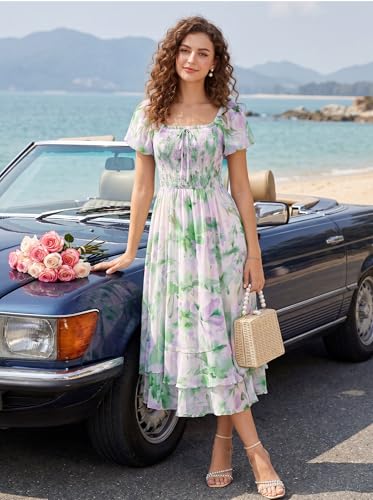 Image of GRACE KARIN Womens Summer Floral Maxi Dress 2026 Flowy Wedding Guest Dress A Line Boho Dresses Fashion Clothing with Pockets